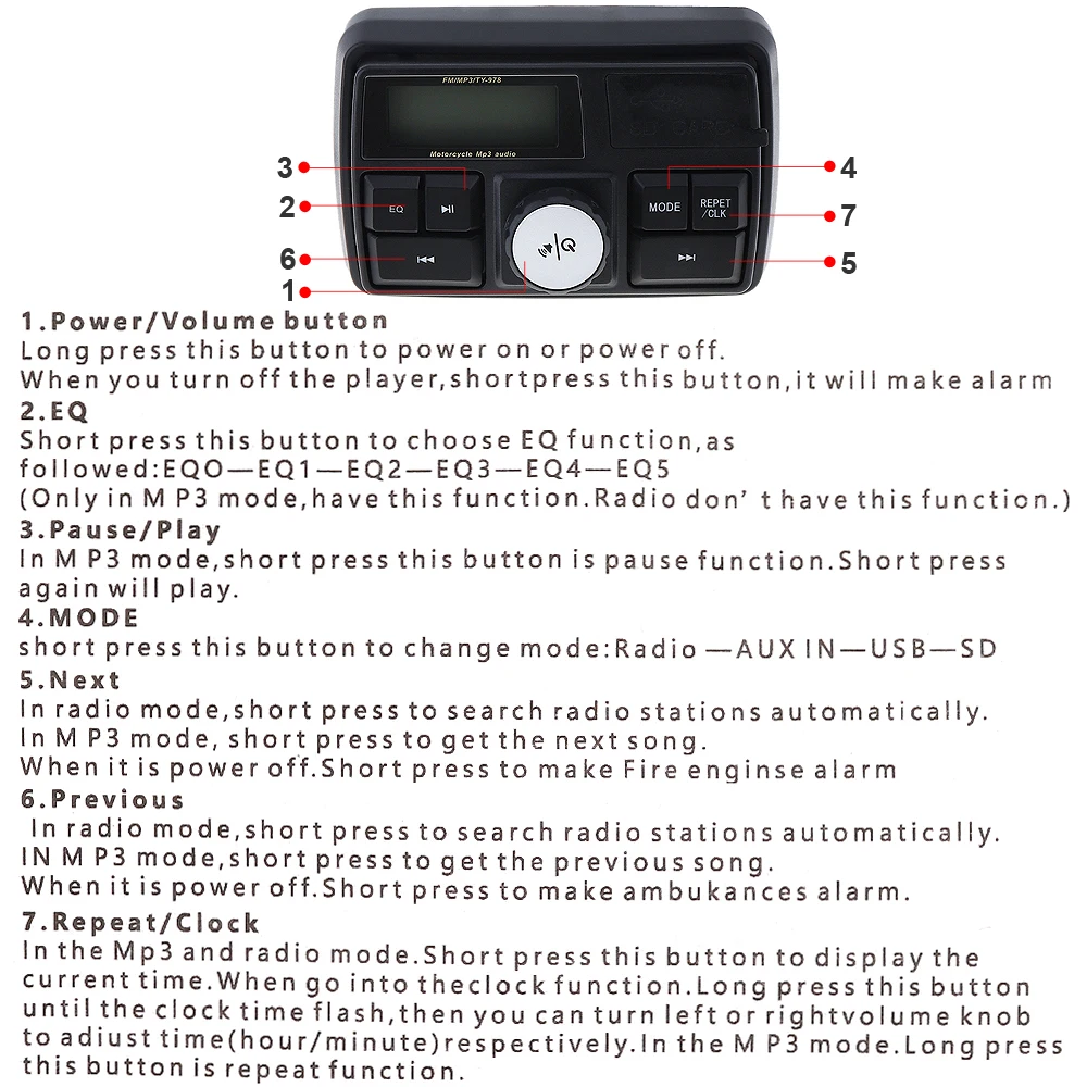 12V 50W мотоцикл звук MP3 плеер с Экран дисплея MP3 плеер FM Радио система охранной сигнализации w/Беспроводной пульт дистанционного управления противоугонной системы