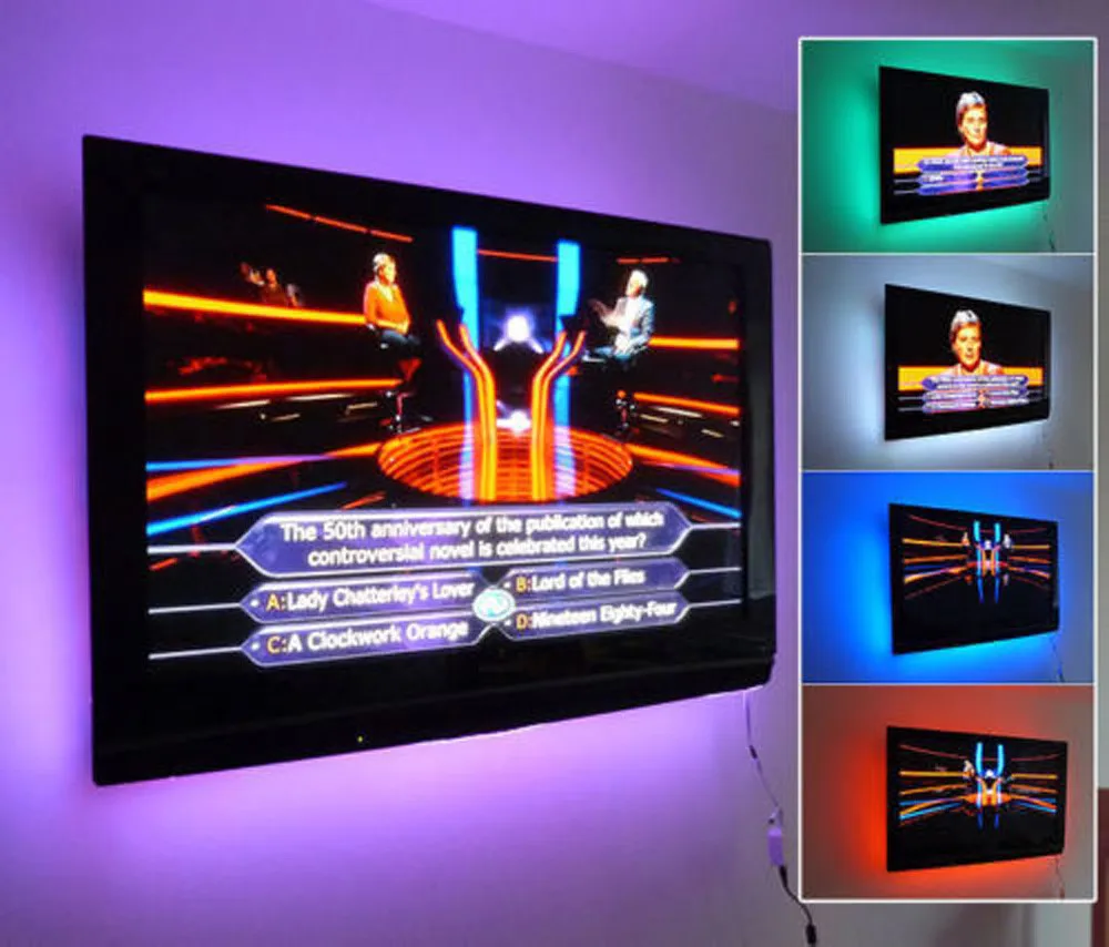 200 см многоцветная RGB Светодиодная лента usb-кабель со светом светодиодный ТВ фоновый комплект освещения 5 в изменение цвета гибкая канатная