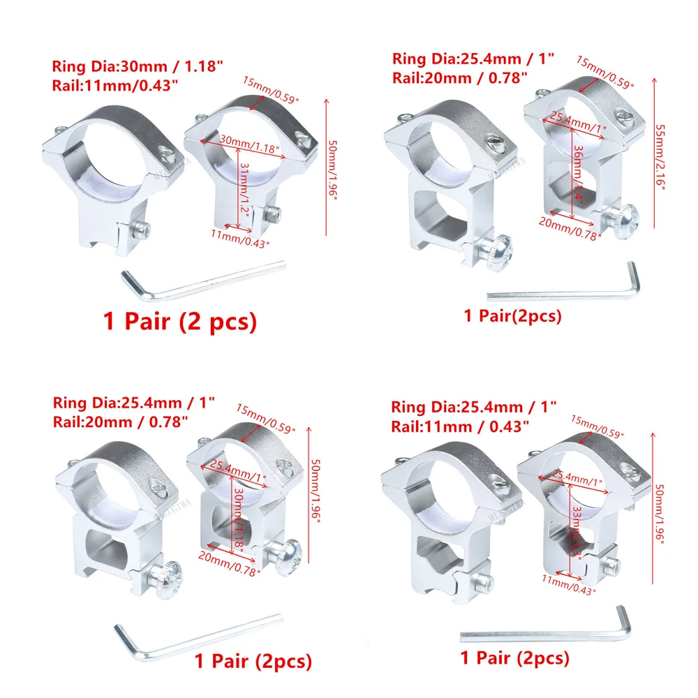 

Scope Mount 25.4mm 30mm Rings for Weaver Picatinny Rail 11mm 20mm Adapter Hunting Optics Sight Rifle Pistol Airsoft