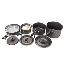 Hot 1 Set Foldable Outdoor Camping Hiking Cookware Cooking Picnic Bowl Pots Pan IBK