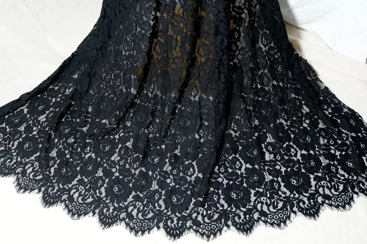 

2019 NEW women lace wedding lace fabric for sewing Luxury 3 meters long cording eyelash lace fabric off white, black in stock!