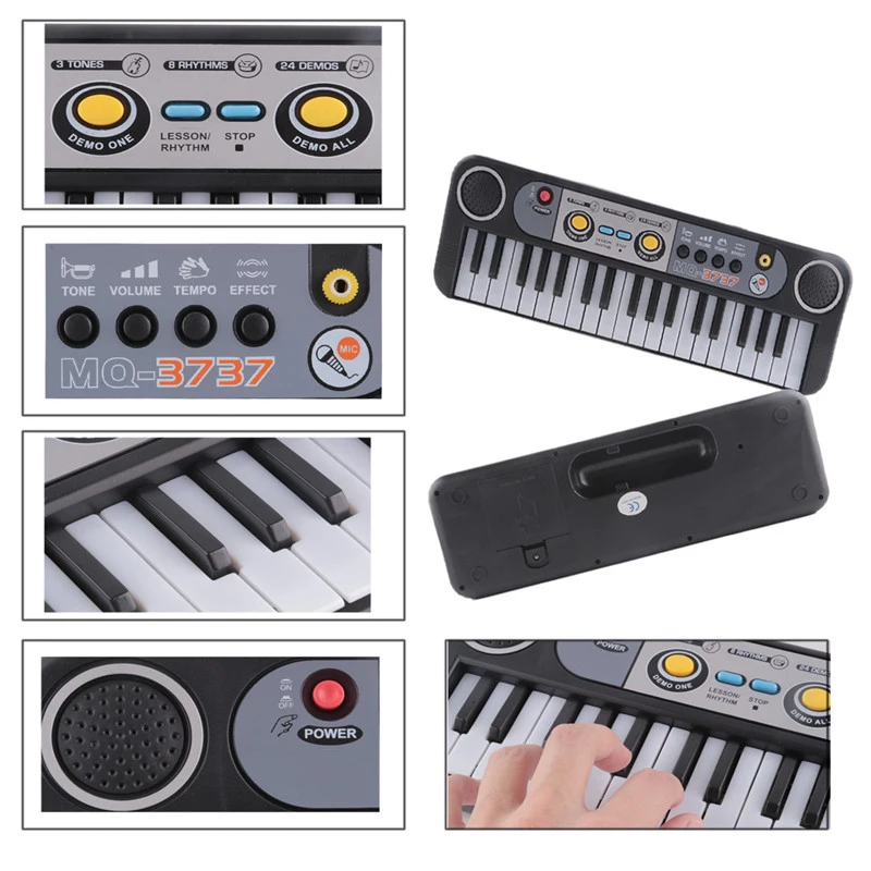 Музыкальные инструменты, игрушки с микрофоном, Обучающие Развивающие игрушки для детей, подарки для начинающих, мини клавиатура electone с 37 клавишами