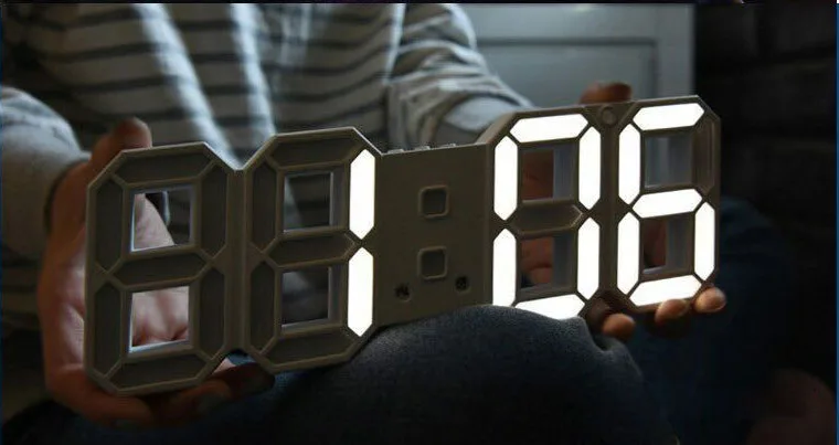 Творческий 3D 4 цифровой светодиодный будильник светодиодный стол настенные часы, таймер, украшения для дома, 12/24 часа будильник Дисплей Новинка освещение