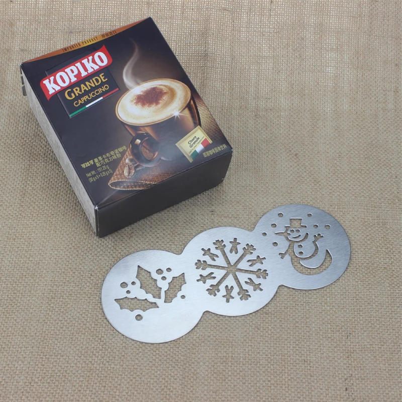 

HADELI 1pcs 85/100mm Stainless Steel Coffee stencils Latte Cappuccino Barista Art mould DIY Cake Duster Templates Coffee Tools