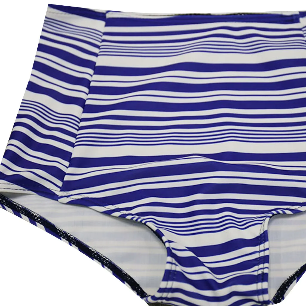 TELOTUNY Women Swimwear Polyester Sexy Printed High Waist Tankini Summer Female Retro Bikini Sets Casual Split Swimsuit 19L0611