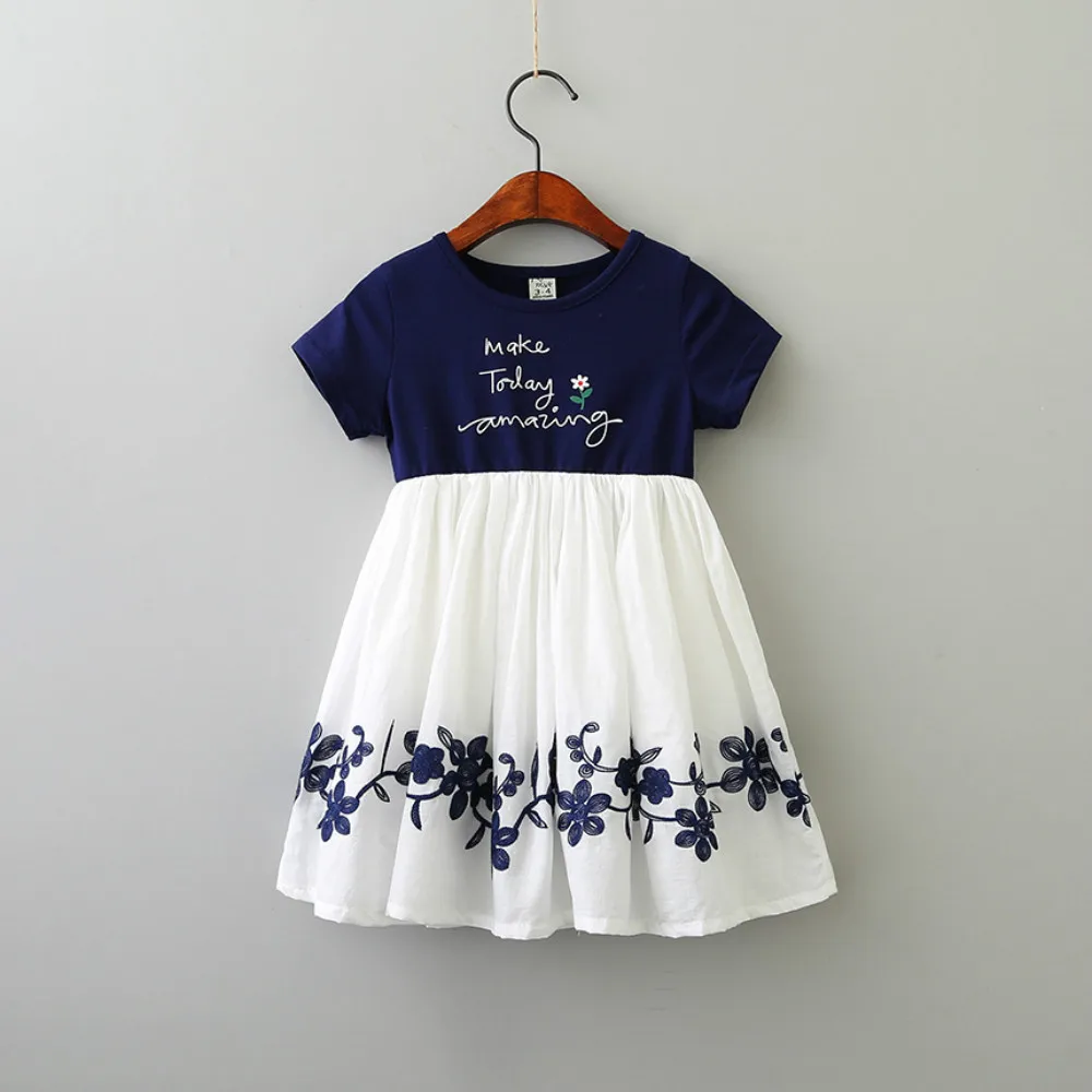 

Girls dresses cute dresses letter printing 2-8 Years Girls Short Sleeve Summer Dress Cotton Casual Dresses Kids Clothing
