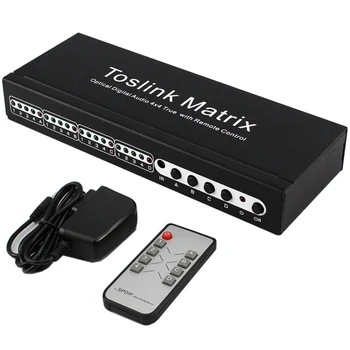 

Toslink Matrix 4x4 Switch Switcher Splitter SPDIF /TOSLINK Digital Optical Audio 4x4True Matrix Switcher Selector Remote Control