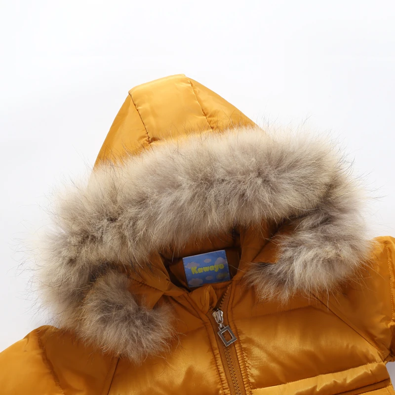 Зимние комплекты одежды для девочек теплый с капюшоном утка пуховое пальто+ брюки Водонепроницаемый Snowsuit Одежда для малышей