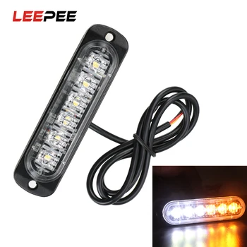 

LEEPEE Car Turn Signal Light Strobe Lamp 6 LED Off Road SUV Auto Car Boat Truck Warning Light Universal 18W Ultra-Thin 12-24V