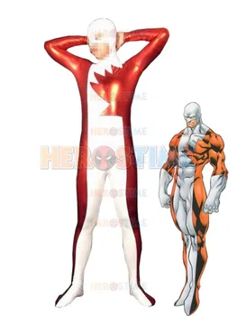 

Alpha Flight Guardian Costume halloween cosplay fullbody shiny metallic Superhero costumes men the most popular zentai suit