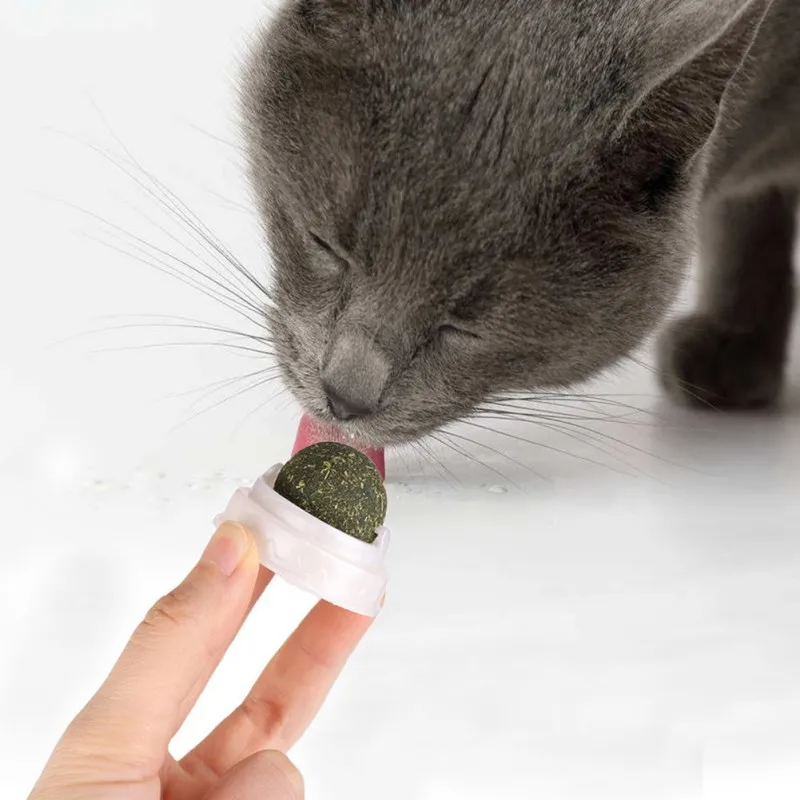 

Cat Snacks Licking Sugar Snacks Toy Cat Treats Rotated Natural Catnip Ball with Protective Cover
