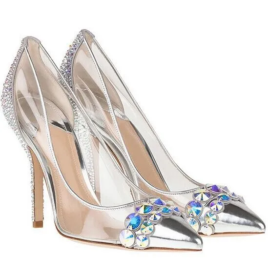 

Newest Fashion Women shoes luxury Noble Dress Shoes Cheap Price Ankle Bling Bling Rhinestone Summer PVC Transparent Party shoes