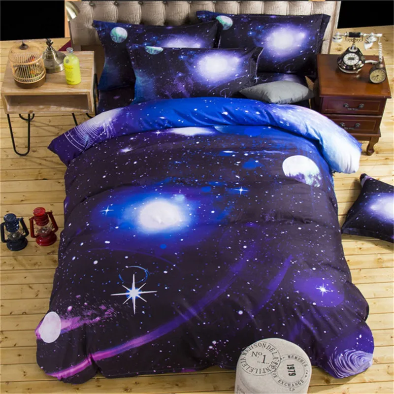 

coxeer 3PCs/4PCs 3D Galaxy Bedding Set Polyester Quilt Cover Bed Sheets Pillowcase Comforter Bedding Set For Home Jogo De Cama