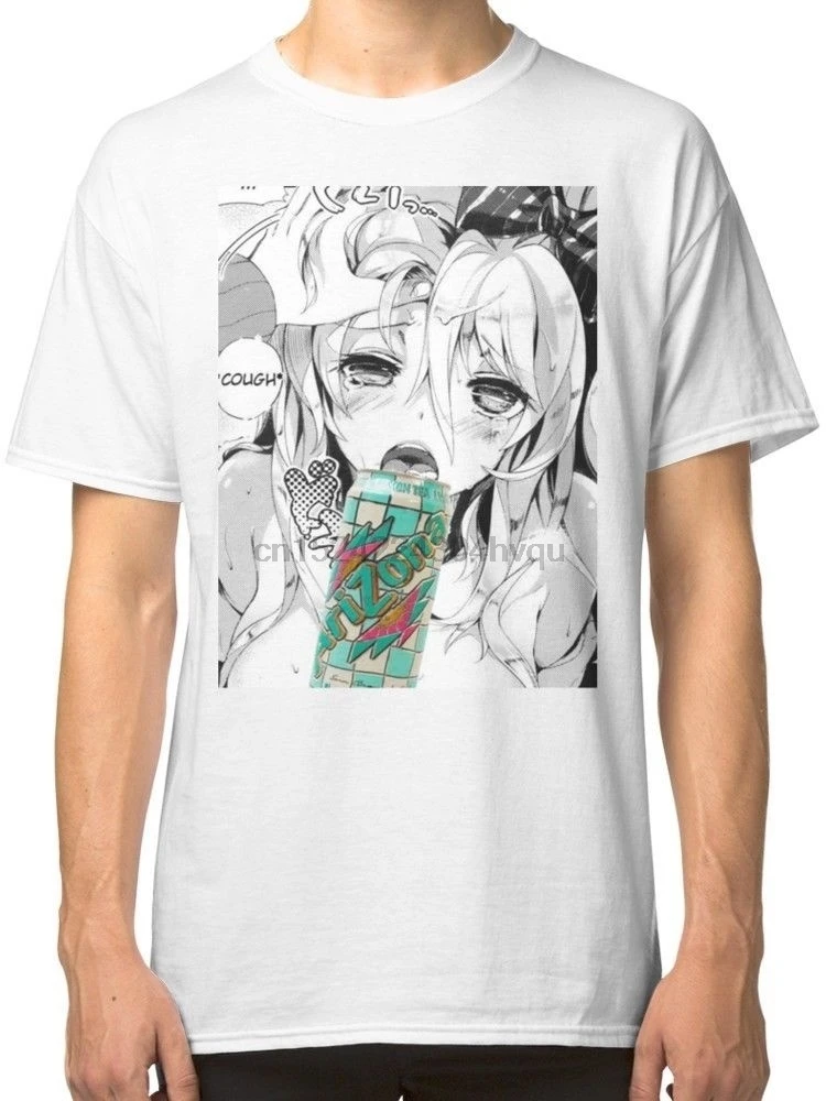 

100% cotton Funny Anime Can Lewd Hentai Men's White T-Shirt Tees Clothing women tshirt