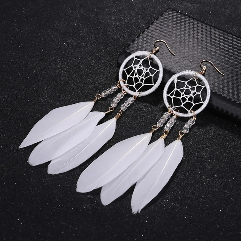 

Dream Catcher Hollow out Vintage Leaf Feather Dangle Earrings For Women Bohemia Earring Lady's Ethnic Indian Jewelry #288669