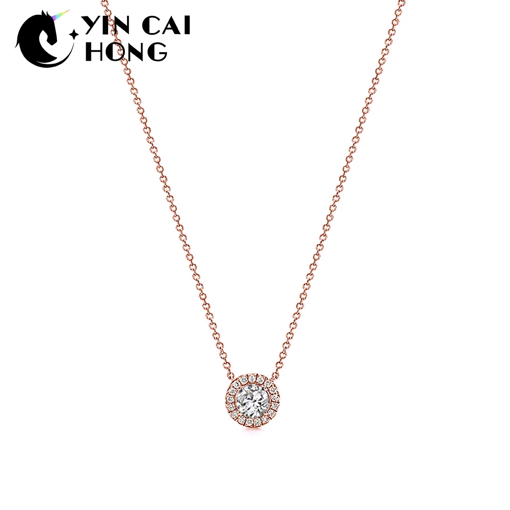 

NEW Charm 925 Sterling Silver Shining Emerald Round Necklace Original Women's Pendant Clavicle Chain Retro Simple TIFF