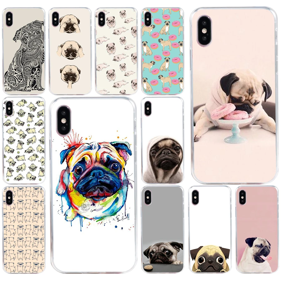 

186AQ I love pugs dog animal Soft Silicone Tpu Cover phone Case for iphone 5 5s se X XR XS Max case