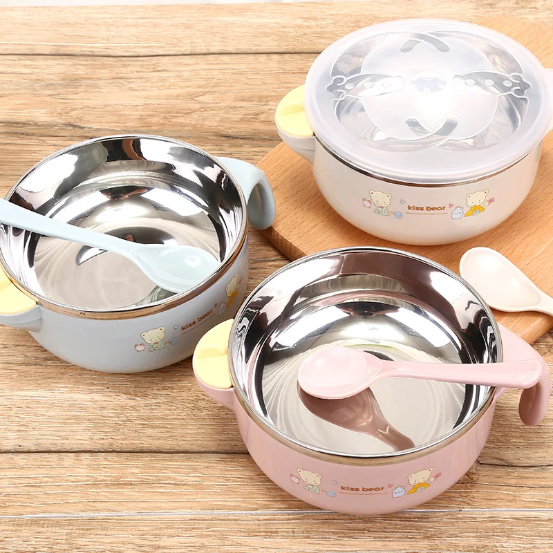 Baby Stainless Steel Thermal Bowl Toddler Tableware Dinnerware Suction Bowl With Spoon Kids Safety Dinner Feeding Bowls Dishes Baby Stainless Steel Thermal Bowl Toddler Tableware Dinnerware Suction Bowl With Spoon Kids Safety Dinner Feeding Bowls Dishes
