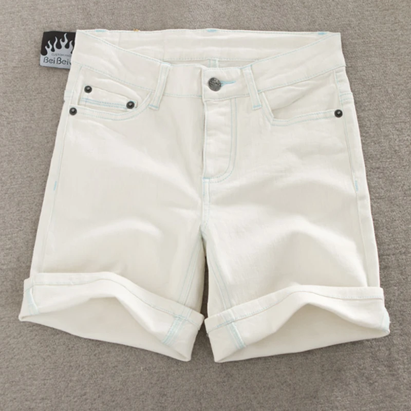 

2017 new spring and summer fall Large size women Fat mm Relaxed and relaxed Denim shorts straight jeans