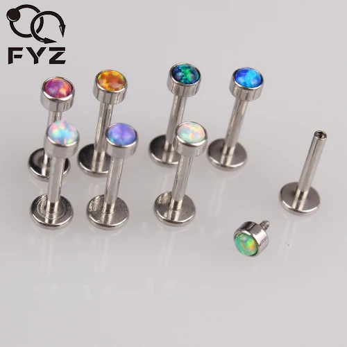

8pcs/lot Opal Internally Threaded 316L Surgical Stee Labret 16g Lip Ear Cartilage Helix Tragus Stud Body Piercing Jewelry