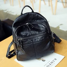 Washable Soft pu Leather Women backpack small simple campus student school bag travel backpack female shoulder bag Daypack black Washable Soft pu Leather Women backpack small simple campus student school bag travel backpack female shoulder bag Daypack black