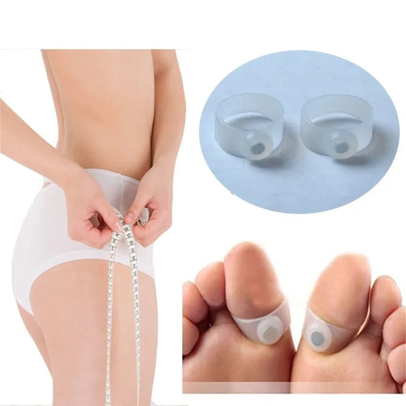 HOT 1Pair=2pcs Slimming Lose Weight Care Tool Silicone Magnetic Massage Foot Toe Rings