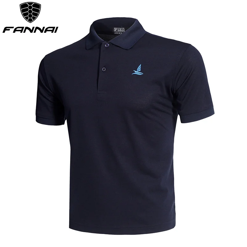 Рубашка для гольфа, Черная Мужская дышащая быстросохнущая Спортивная тренировочная одежда с коротким рукавом, одежда для гольфа, летняя рубашка из полиэстера и хлопка - Цвет: Navy US size