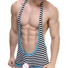 Сильный мужской сексуальный подтяжки полосатый пляжный костюм мужской s купальник из спандекса облегающий Костюм Стретч Singlet Wrestling нижнее белье