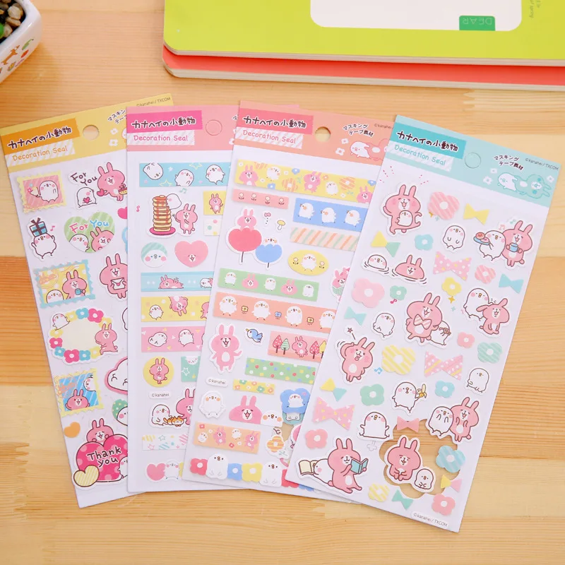 

1 Sheet Cute Kawaii Pink Rabbit Adhensive Stickers DIY Stick Label Decorative Sealing Paste Stationery Stickers