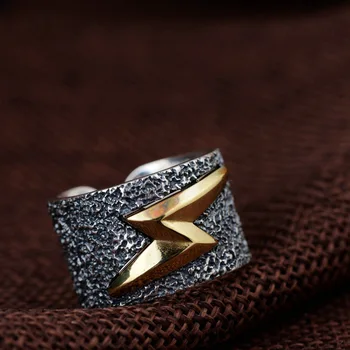 

925 silver restoring ancient ways process modelling of lightning male money silver ring Thai silver wholesale fashion