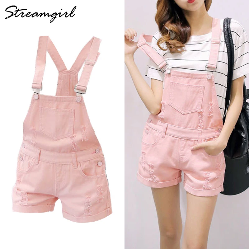 pink jean overalls