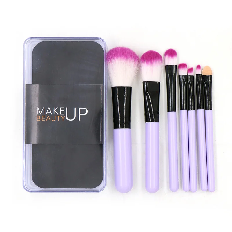

7pcs/set Professional Mini Makeup Brush Set Cosmetic Set Makeup Brush Set Assembly Translucent Plastic Box Cosmetic Brush