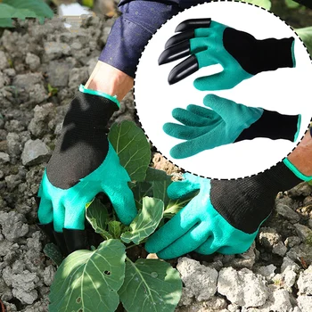 

1 pair Safety Garden Gloves Work Green Latex Gloves ABS Plastic Labor Insurance Gloves For Dig & Plant Unisex Cut Resistant