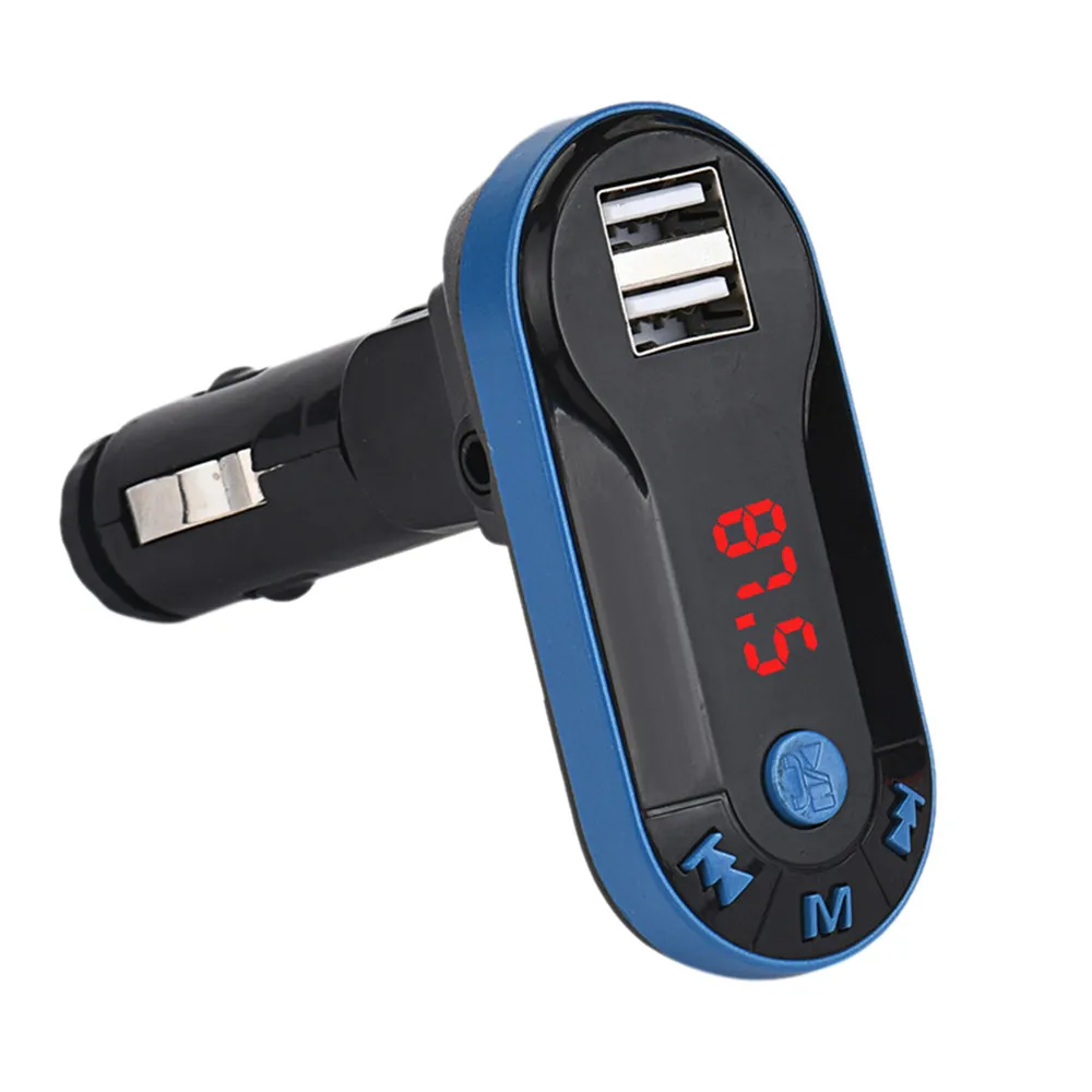 Автомобильный комплект громкой связи беспроводной Bluetooth fm-передатчик ЖК MP3-плеер USB зарядное устройство 2.1A автомобильные аксессуары громкой связи - Название цвета: Синий