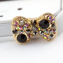 Модные стразы с цветным бриллиантовым бантом, пылезащитная заглушка для наушников, универсальный разъем для мобильного телефона 3,5 мм, Пылезащитная заглушка для наушников