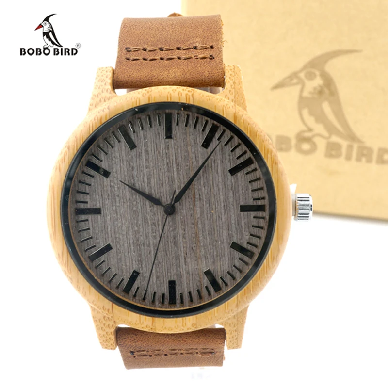 2017 Brand BOBO BIRD Quartz Leather Men Bamboo Watches Luxury Wristwatch Male Wood Watch relojes hombre Relogio Masculino C-A18
