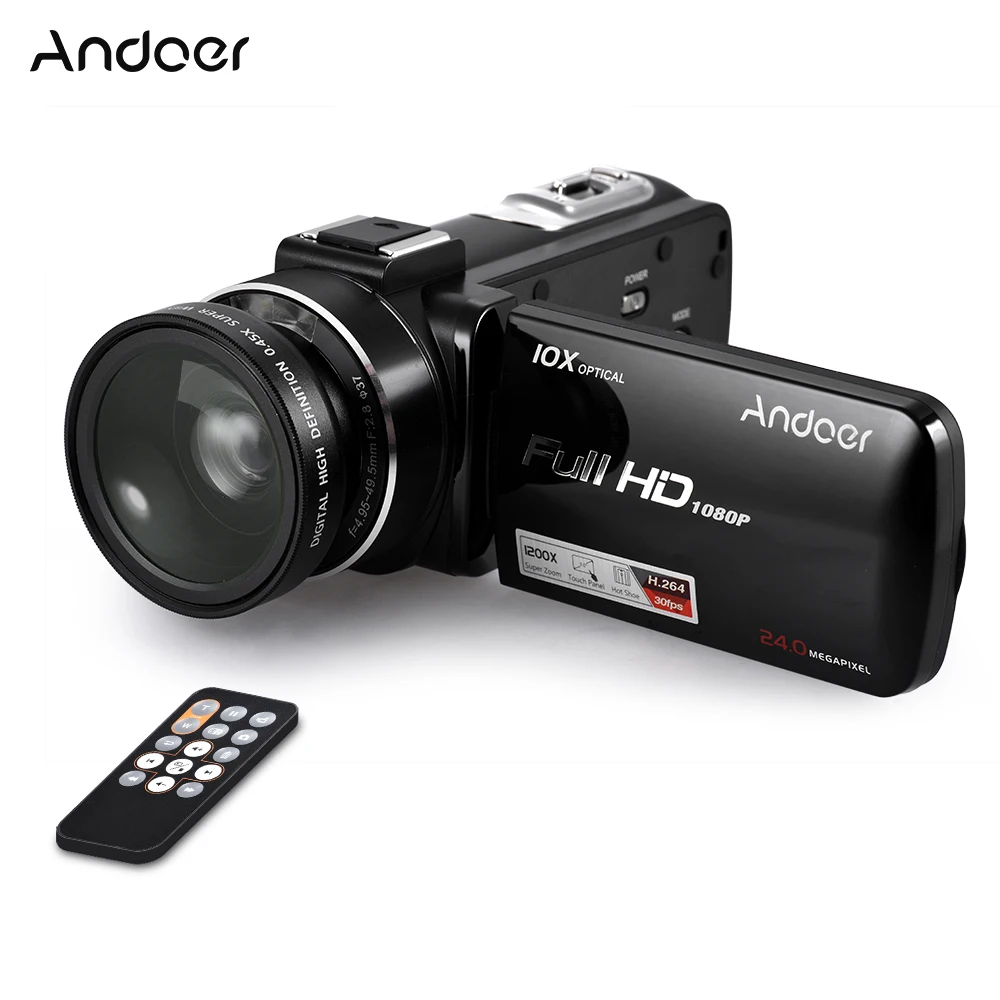 Andoer HDV-Z82 " ЖК-Сенсорная видеокамера 1080 P 24MP цифровой пульт для видеокамеры управление распознавание лица с широкоугольным объективом/Микрофоном