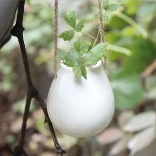 Home Garden Ceramic Hanging Planter Flower Pot Pots Green Plant Vase Twine Small Infusion Bag Bottle Send Hemp Rope Home Garden Ceramic Hanging Planter Flower Pot Pots Green Plant Vase Twine Small Infusion Bag Bottle Send Hemp Rope