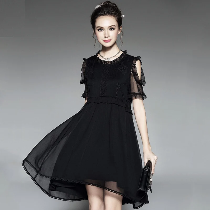 dress Dresses Women's Clothing Large size women's summer dress ruffled temperament waist dress