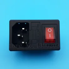 10 шт. IEC320 C14 AC 250 V/10A Мощность вытяжная настольная розетка Держатель предохранителя красный свет 3Pin переключатель 1,5 Тип