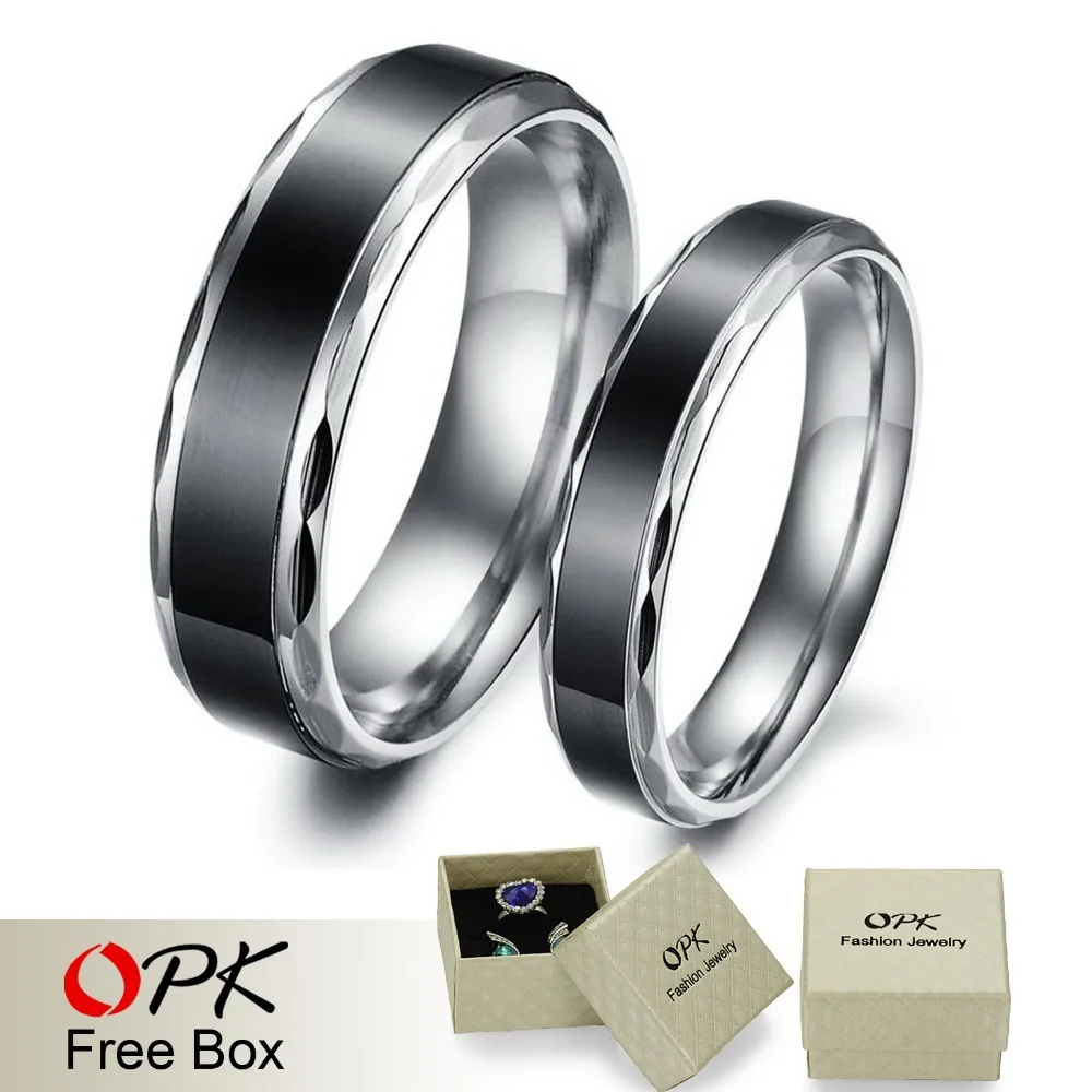 OPK 2018 New Fashion DIY Jewelry Stainless Steel Couple Ring Set For Men Women Jewelry Engagement Wedding Ring for Lovers GJ293