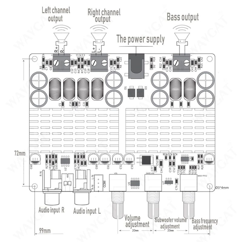 TPA3116 50 Вт + Bluetooth USB TF декодер 2 1 канала цифровой усилитель мощности плата