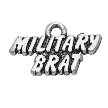 

my shape 30pcs word military brat charm antique silver Plated metal jewelry