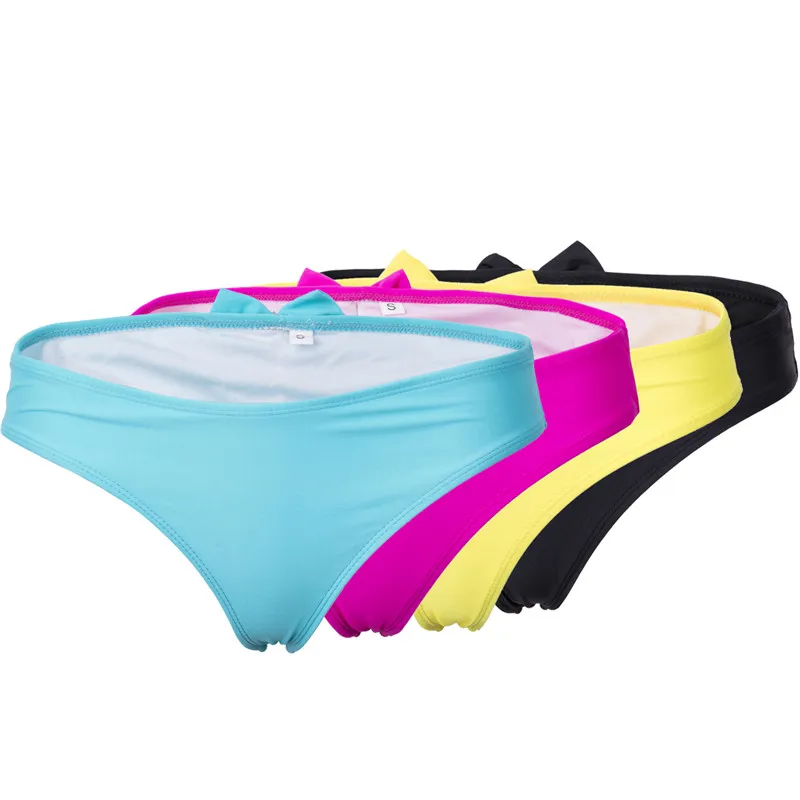 2017Summer Sexy Bow Back Bikini Bottoms Women Brazilian Cheeky Swimsuit Thong Bottom Beach Swimwear Bowknot Beachwear Bathing