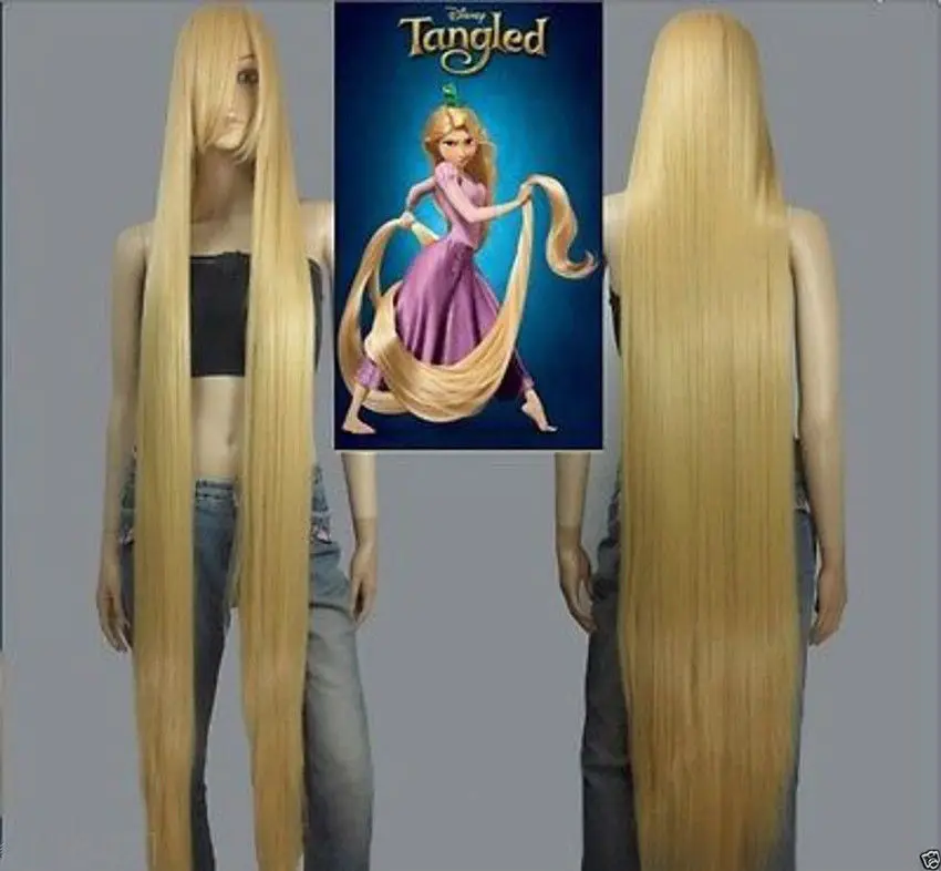 NEW Movie Rapunzel long blonde cosplay wavy wig 150cm Hot Cool +Wig Lace Cap NEW Movie Rapunzel long blonde cosplay wavy wig 150cm Hot Cool +Wig Lace Cap