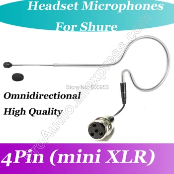 

New MICWL Black Omni-Directivity ear Hook Headset Microphone for Shure Wireless mini XLR 4Pin