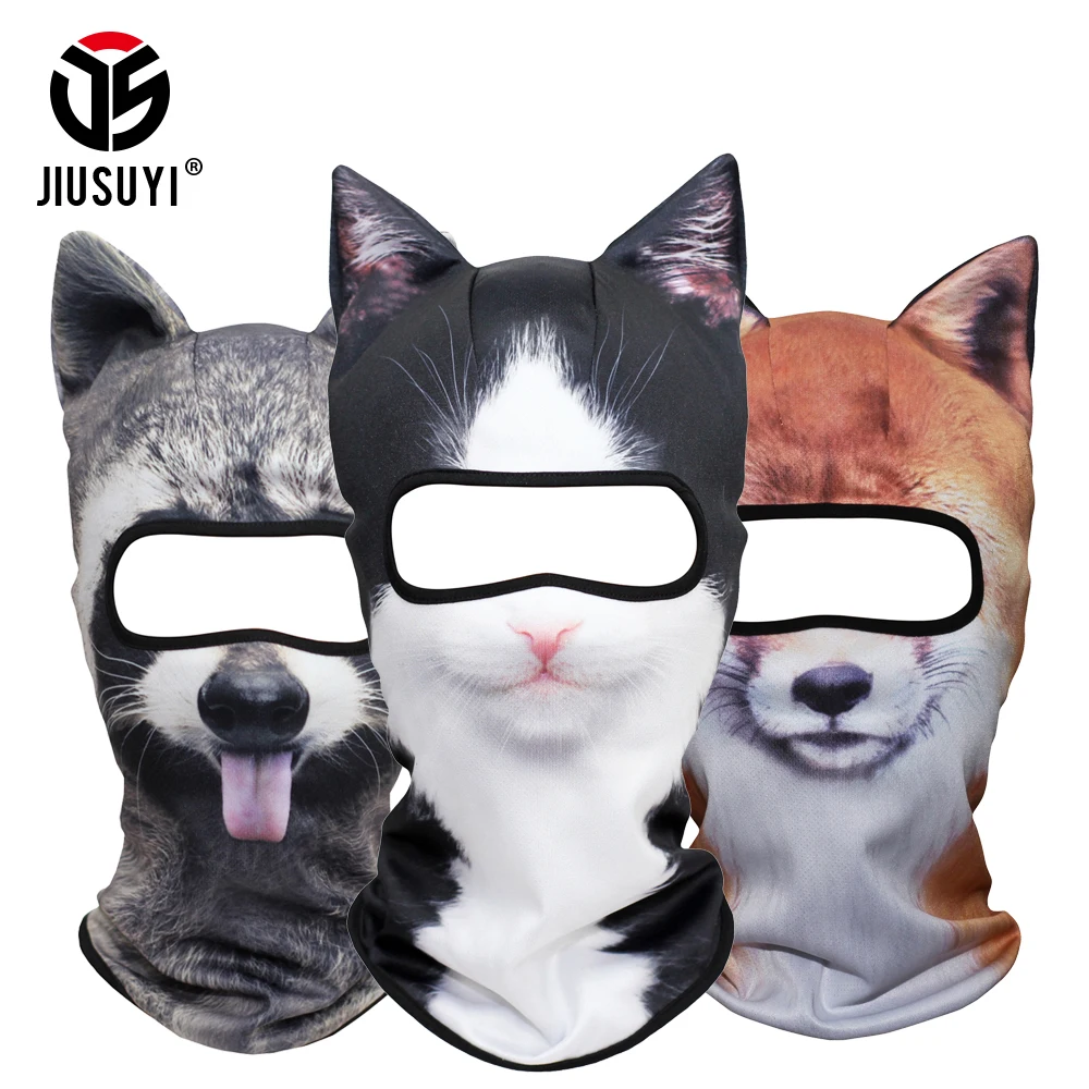 

Funny 3D Animal Ears Balaclava Skullies Beanies Breathable Cat Dog Panda Fox Husky Full Face Mask Cap Hat Men Women Face Guard