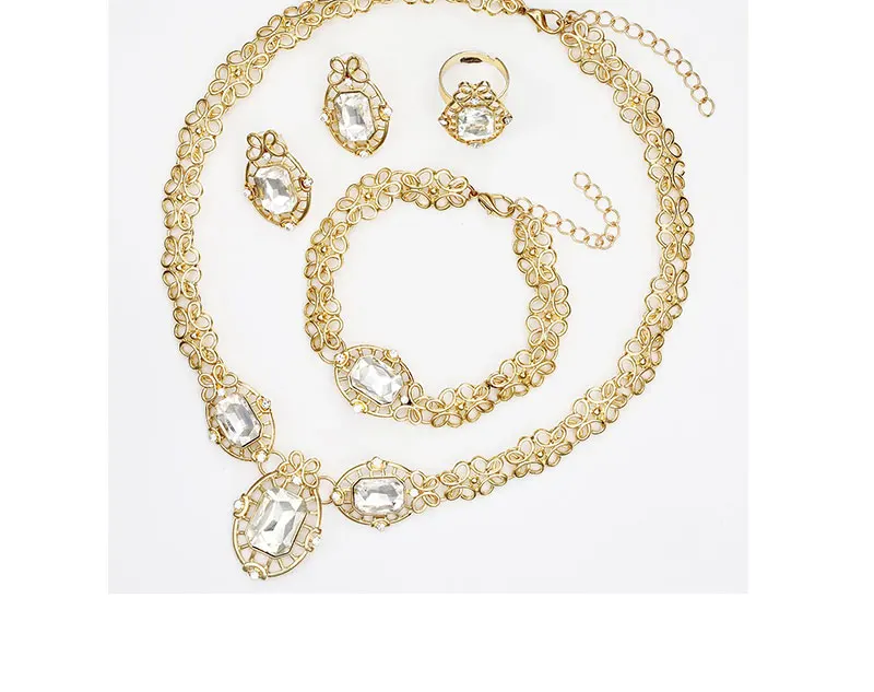 AYAYOO African Beads Jewelry Set Gold Costume Imitation Crystal Necklace Set For Women Blue Dubai Bridal Jewelry Sets (4)