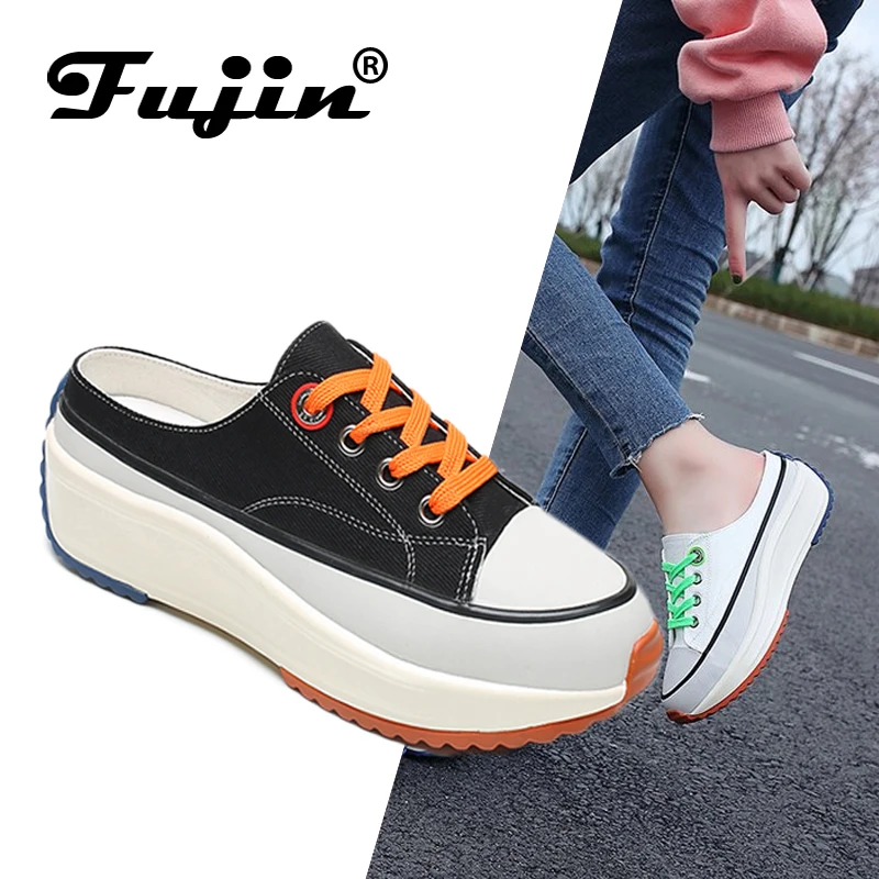

Fujin Flat Shoes Women Spring and Summer Chic Canvas Sneakers Rocking Shoes Dropshipping Female Casual Shoes High Top