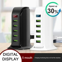 5 портов usb-хаб светодиодный дисплей зарядное устройство EU/US Plug мульти док-станция для зарядки с USB универсальный мобильный телефон настольное настенное зарядное устройство для дома